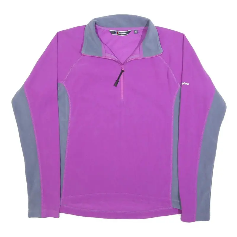 Berghaus Womens Purple & Grey Outdoor Patterned Jumper Quarter Zip Pullover Uk 1