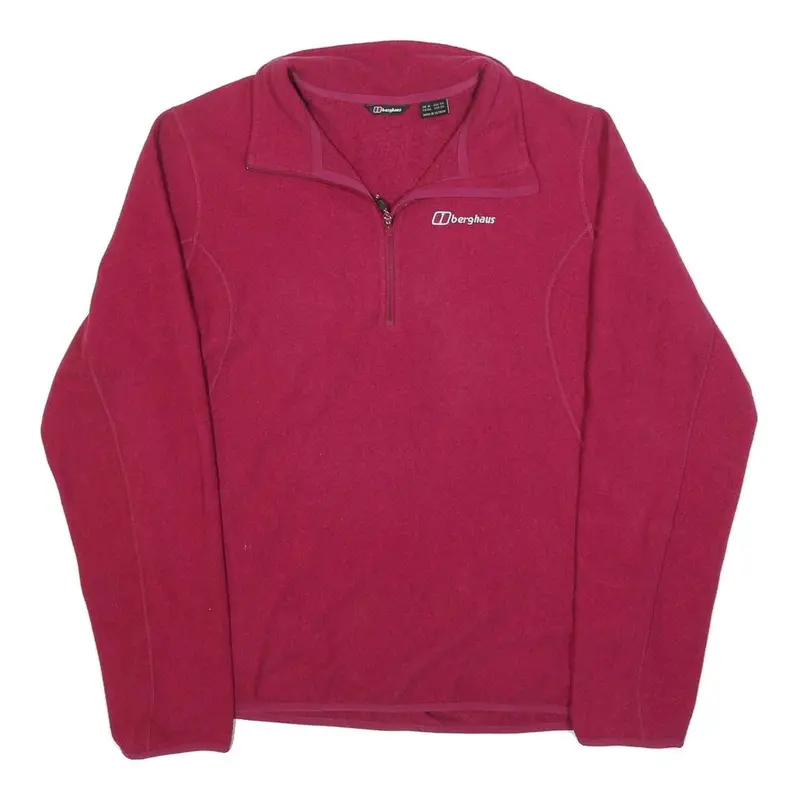 Berghaus Womens Red Pullover Plain Crew Neck Basic Knit Uk 12 Fleece Jumper 1