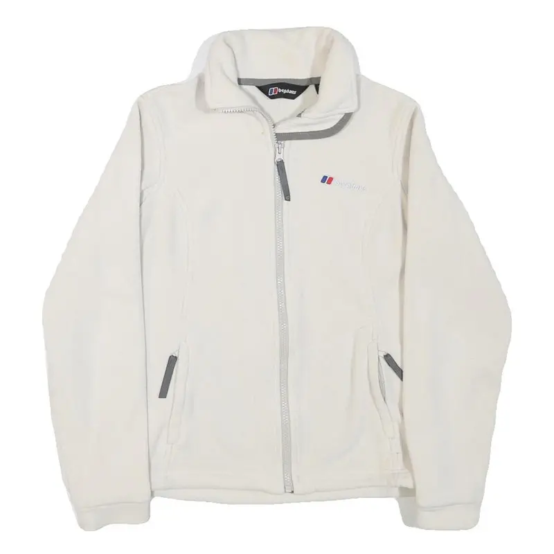 Berghaus Womens White Fleece Jacket Uk 8 Polyester Blend Zip Outdoor Warm 1