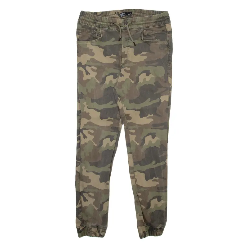 Bershka Camo Jogger Style Mens Trousers Green Regular Tapered W30 L28 1