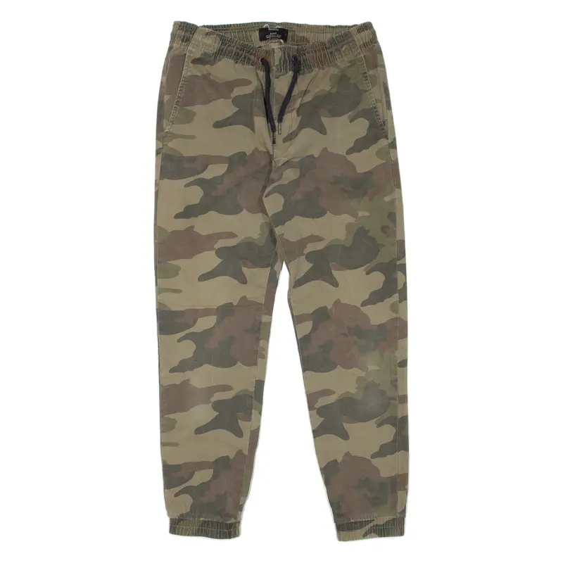 Bershka Camo Mens Trousers Green Slim Tapered W28 L27 1