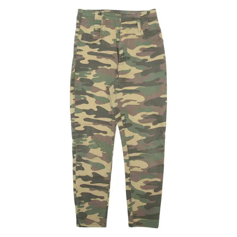 Bershka Camo Womens Trousers Grey Slim Skinny W26 L25 1