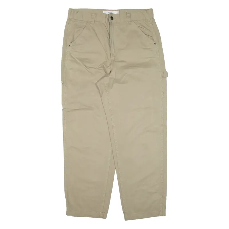 Bershka Carpenter Mens Trousers Green Relaxed Straight W35 L30 1