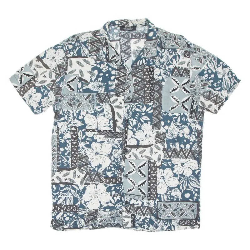Bershka Mens Shirt Blue Crazy Pattern S 1