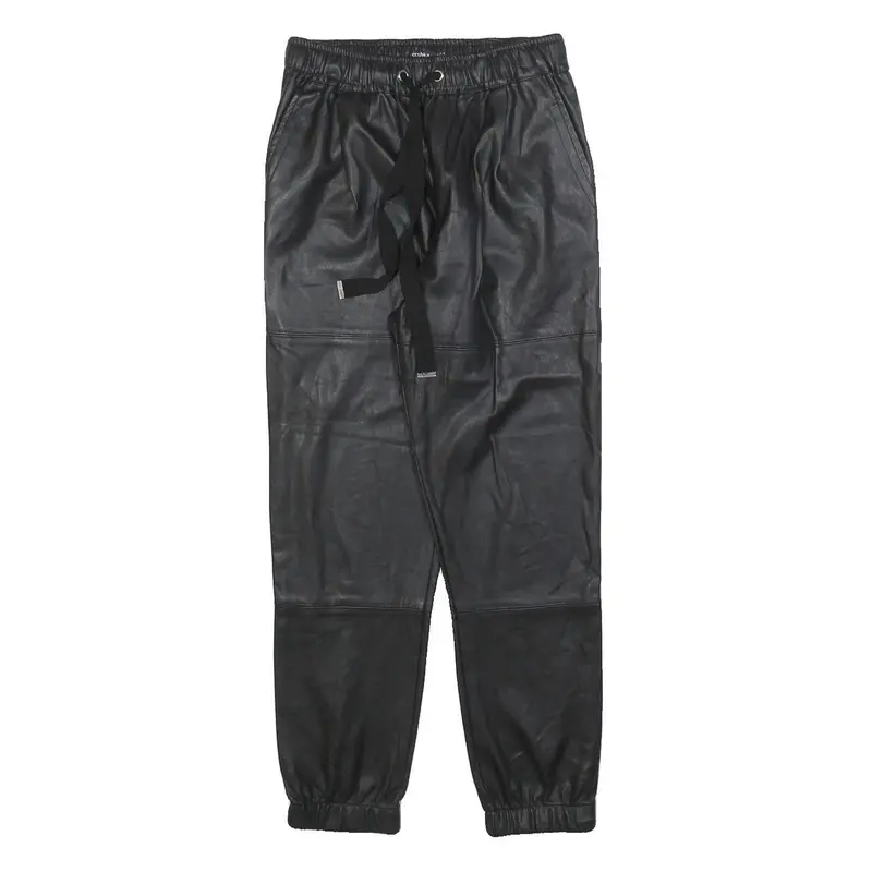 Bershka Womens Black Regular Fit Trousers W25 L26 Drawstring Jogger Style 1