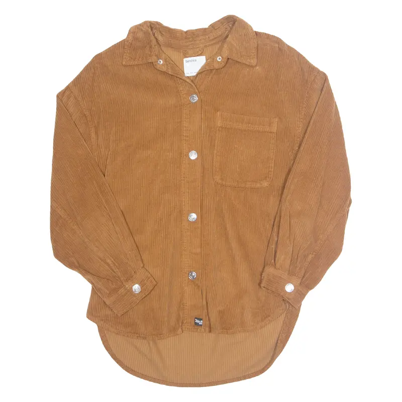 Bershka Womens Blouse Brown Collared Long Sleeve L 1