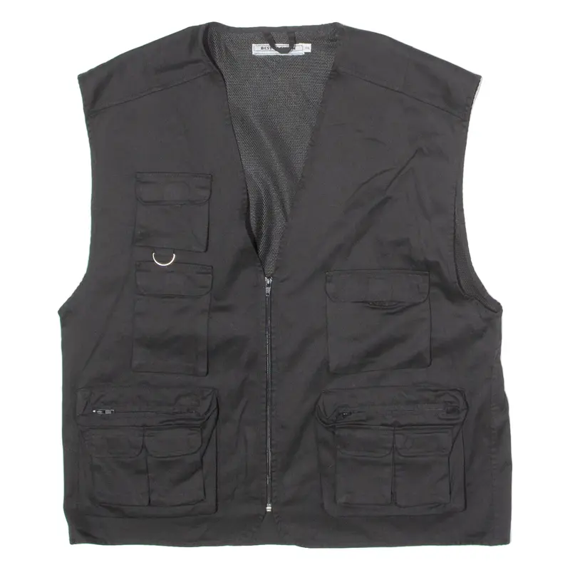 Best Fashion Utility Mens Gilet Black Twill 90S 2Xl 1