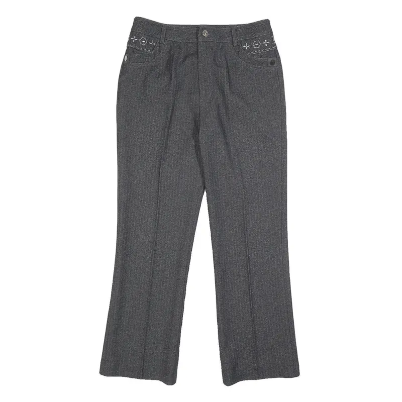 Bestn Womens Grey Regular Fit Straight Leg Trousers W28 L27 Stylish Pocket 1