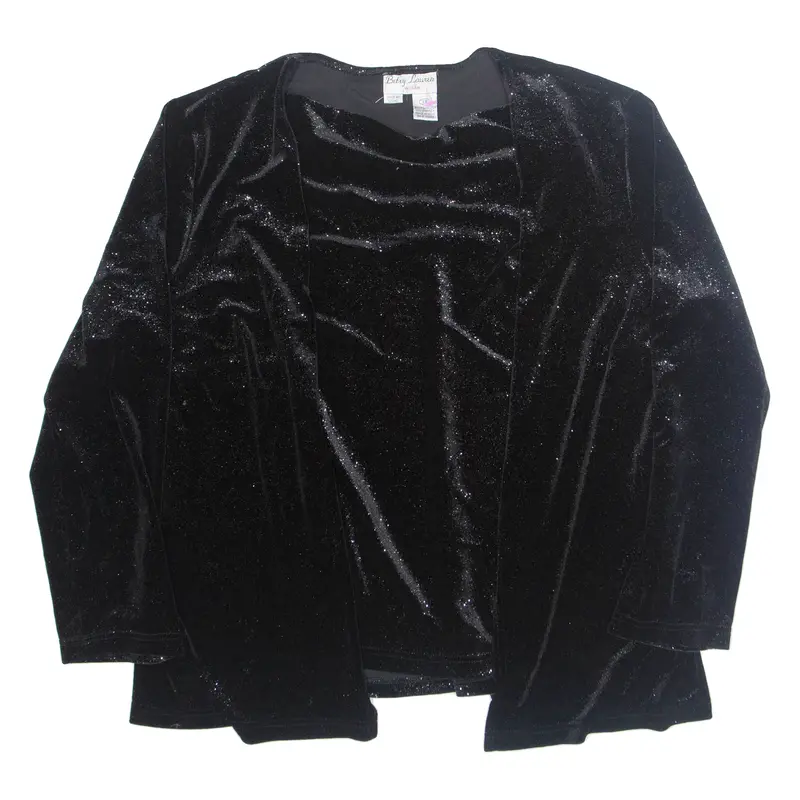 Betsy Lauren Womens Kimono Blouse Black Long Sleeve Xl 1