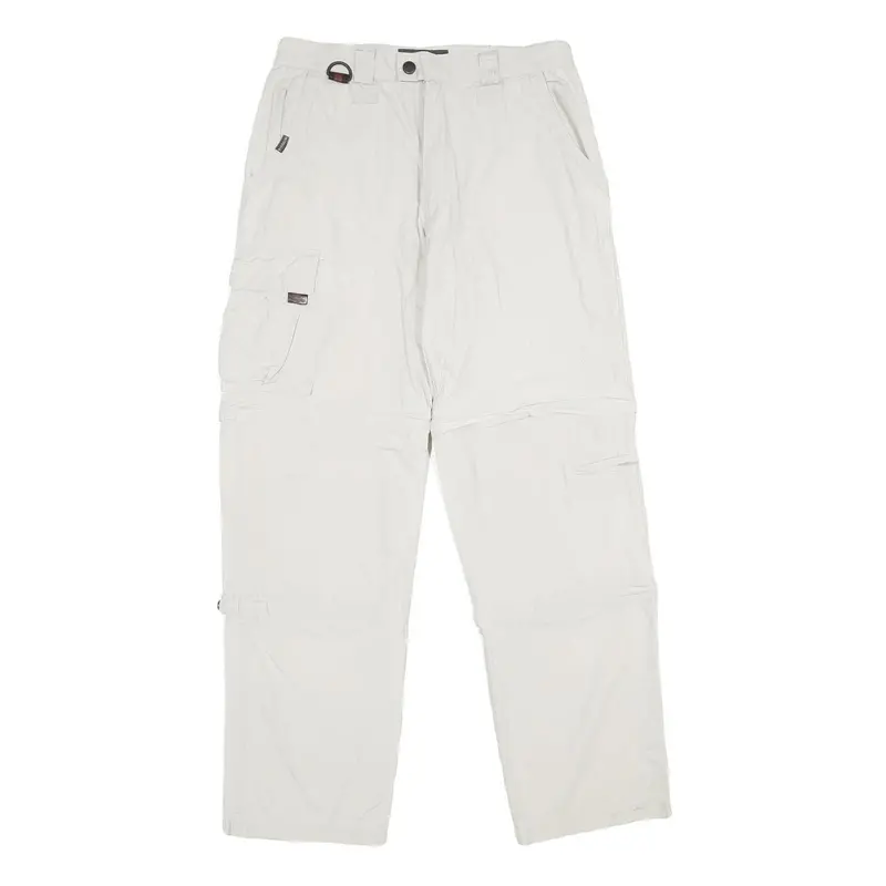 Biaggini Mens Cotton White Regular Cargo Trousers W28 L34 Functional Pockets 1