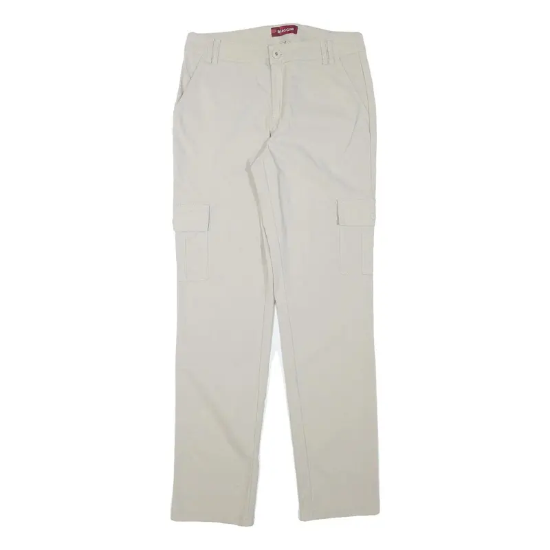 Biaggini Mens Slim Beige Cargo Trousers W30 L32 Polyester Blend Zip Pocket 1