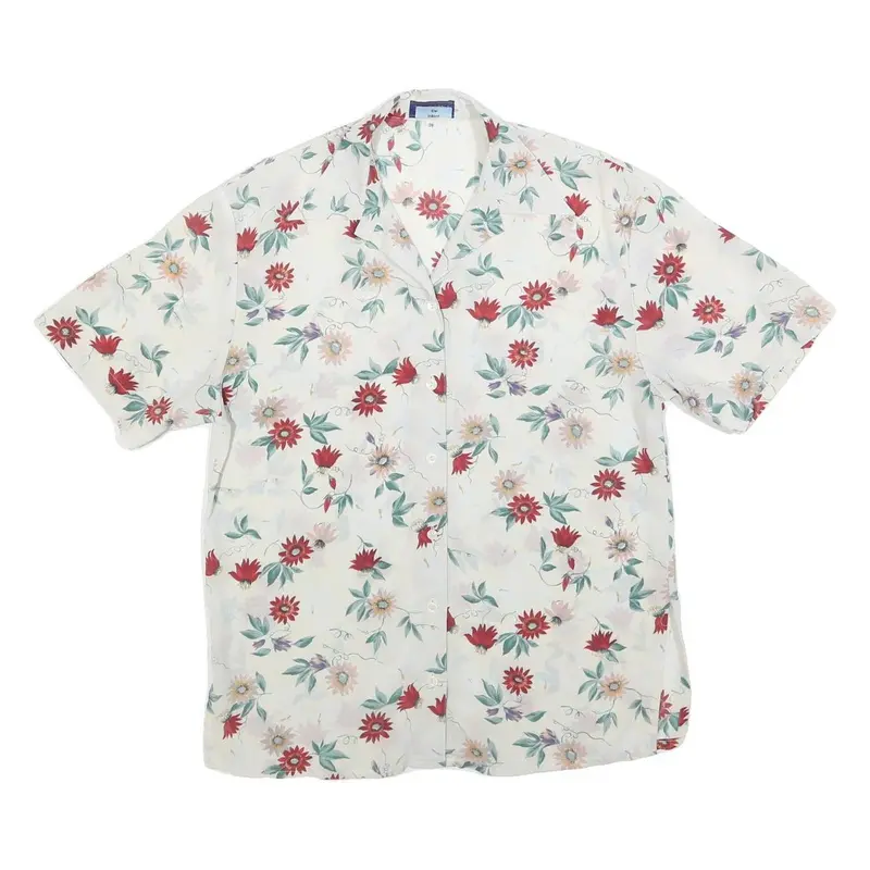 Biaggini Womens Cream & Red Floral Shirt S Polyester Floral Summer Casual 1