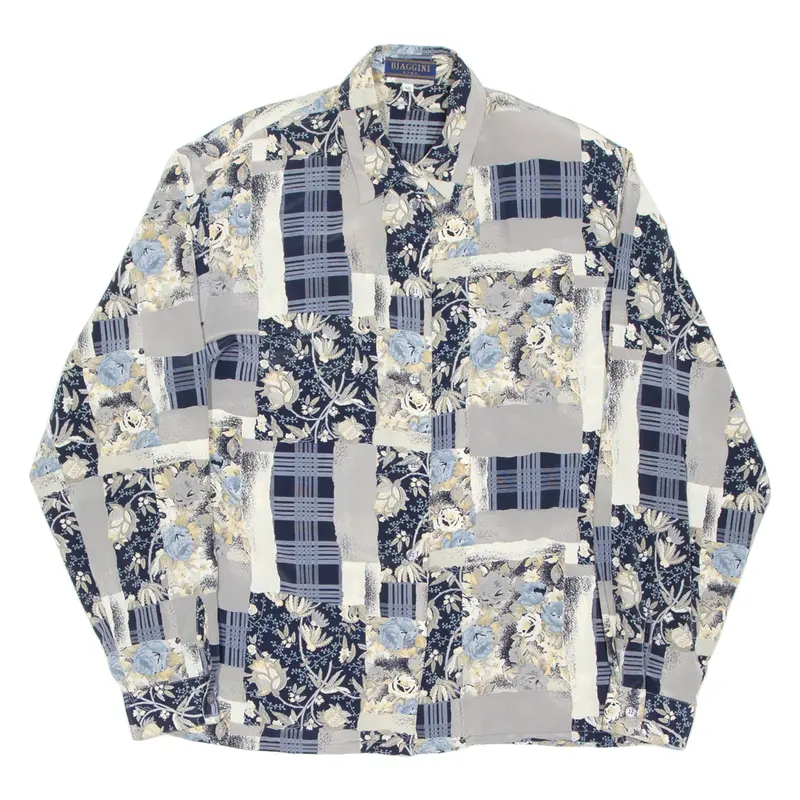 Biaggini Womens Shirt Blue Floral Long Sleeve Uk 12 1