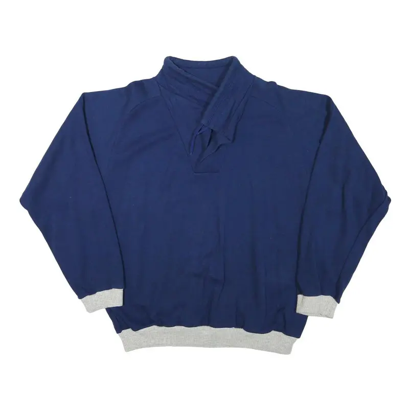 Biedermann Mens Navy Blue Sweatshirt Collared M Cotton Blend Pullover Casual 1