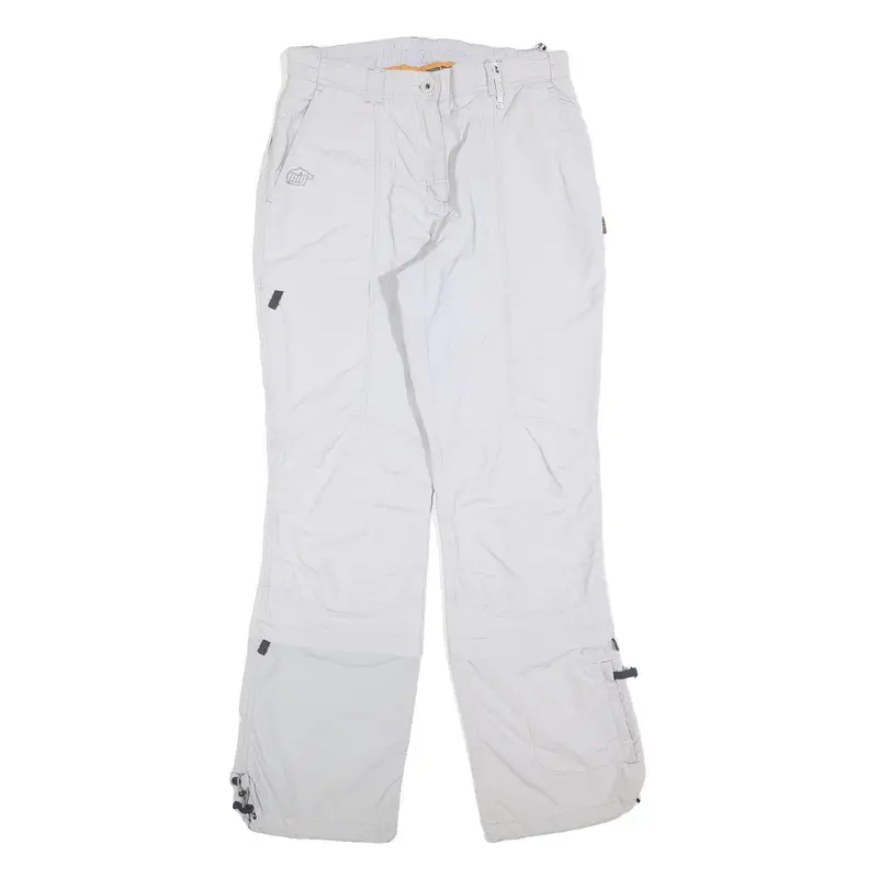 Big Bear Womens White Regular Fit Straight Trousers W30 L32 Polyester Blend Zip 1