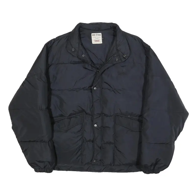 Big Star Mens Black Classic Jacket L Polyester Plain Zip Comfortable Warm 1