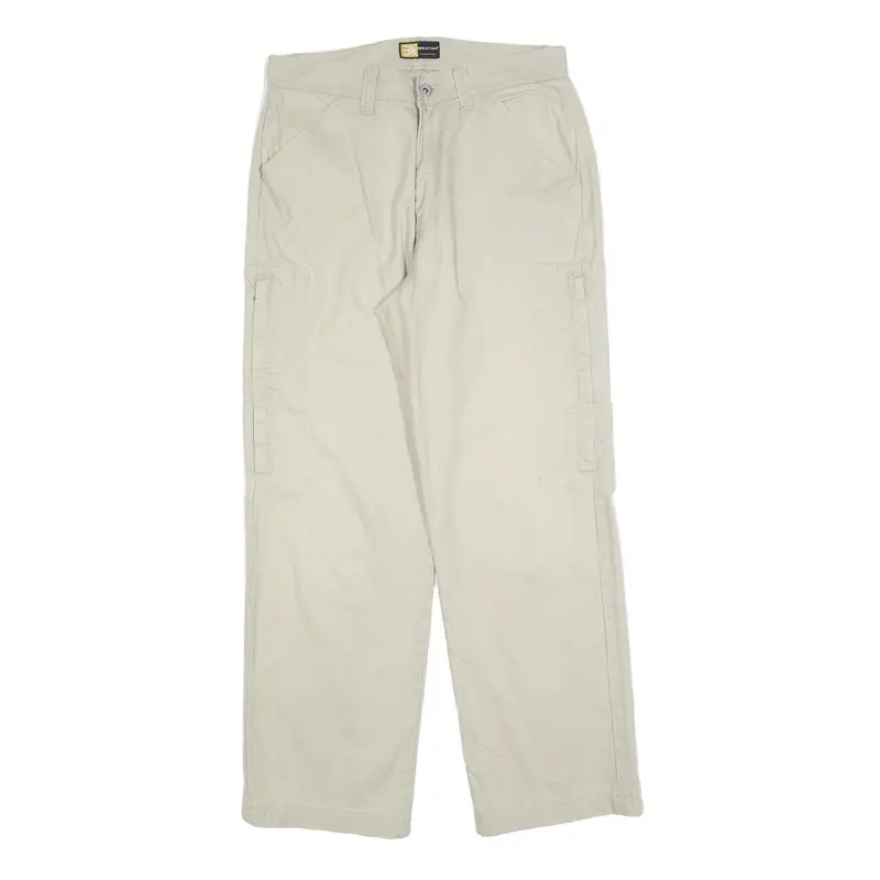 Big Star Womens Relaxed Beige Cotton Blend Zip Trousers W32 L30 Casual 1