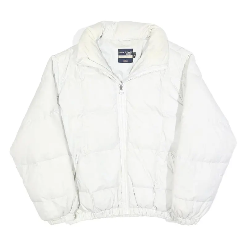 Big Star Womens White Puff Jacket M Polyester Blend Puffer Zip Casual 1