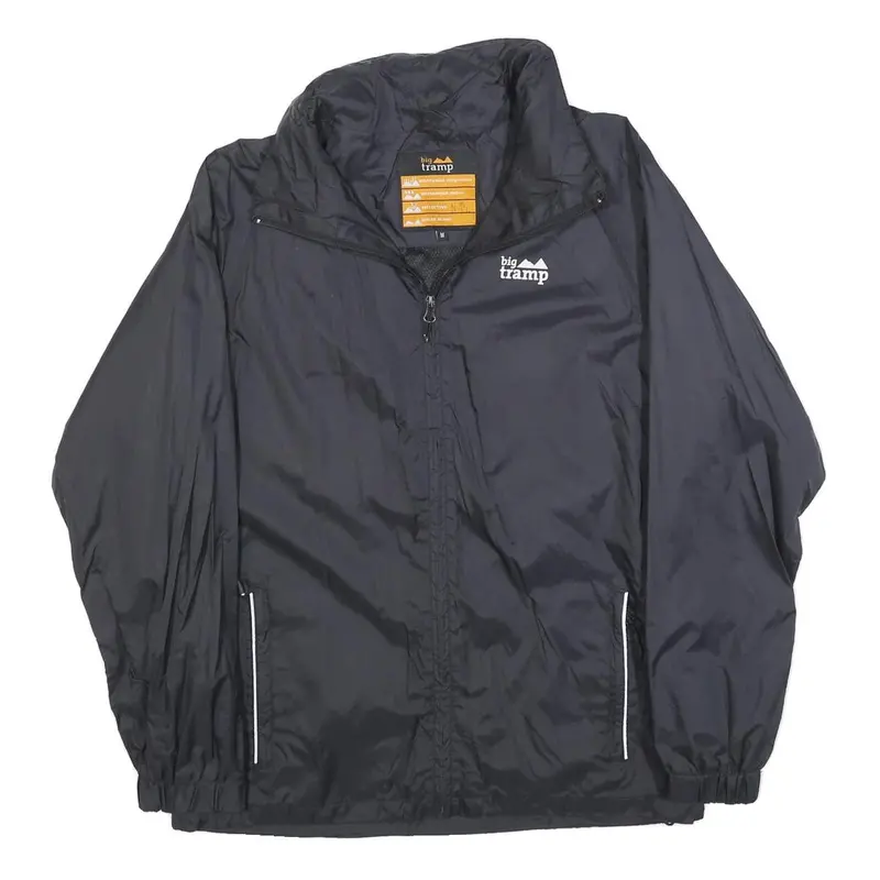 Big Tramp Mens Black Outdoor Jacket M Polyester Plain Zip Casual Lightweight 1