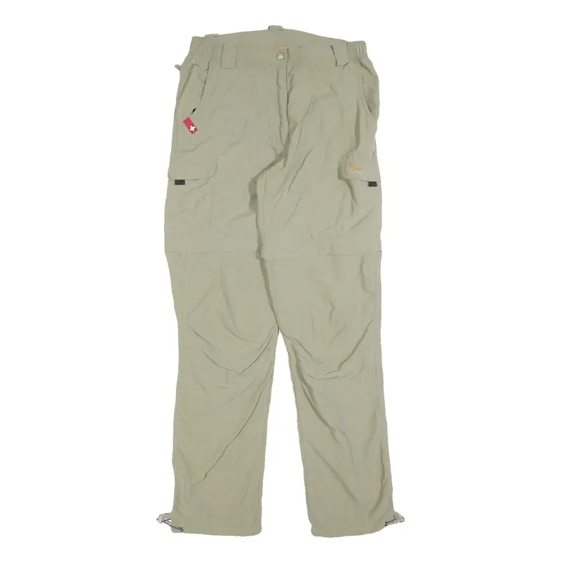 Big Tramp Womens Polyester Blend Beige Regular Fit Straight Leg Trousers W28 L32 1