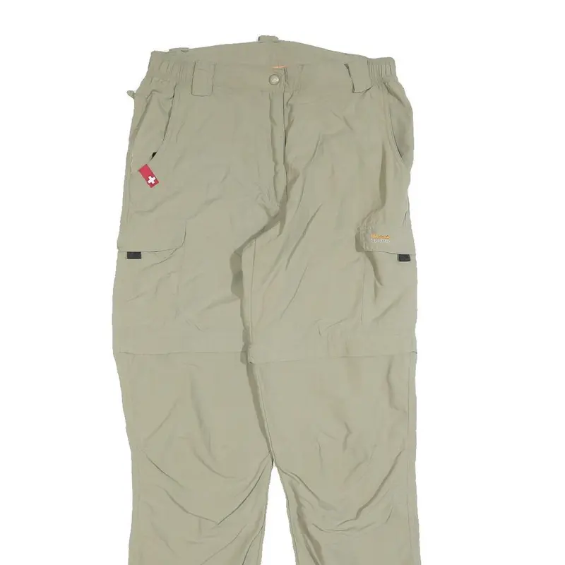Big Tramp Womens Polyester Blend Beige Regular Fit Straight Leg Trousers W28 L32 2