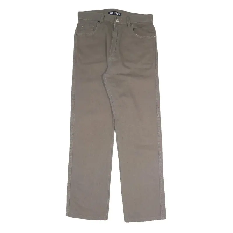 Big Wayt Mens Cotton Blend Beige Regular Fit Straight Leg Trousers W31 L30 1
