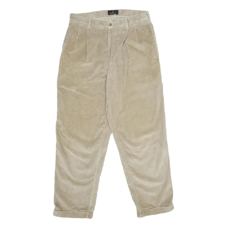 Bill Blass Mens Cotton Beige Classic Straight Trousers W32 L30 Casual Zip 1
