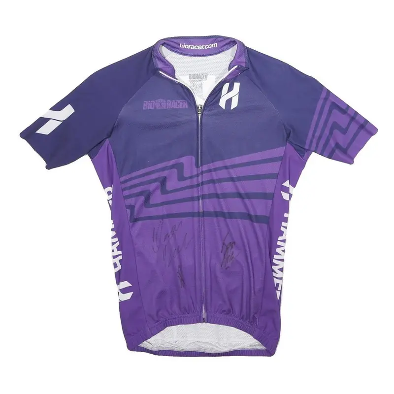 Bioracer Speedwear Mens Purple Cycling T-Shirt M Short Sleeve Zip Neck Graphic 1