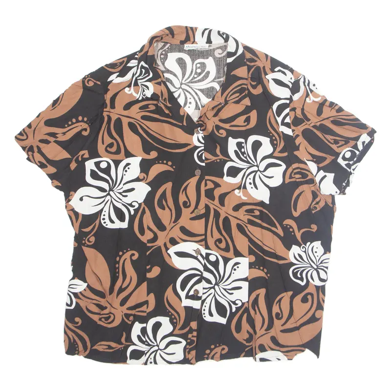 Bishop St Womens Printed Shirt Brown Collared Crazy Pattern L 1