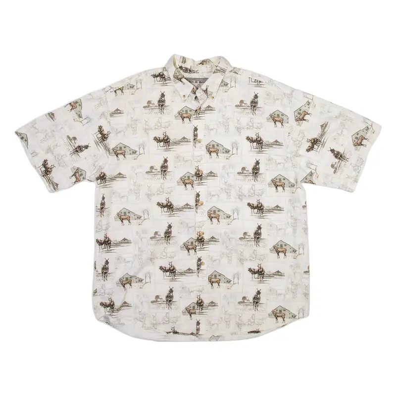 Bit & Bridle Horses Mens Shirt White L 1