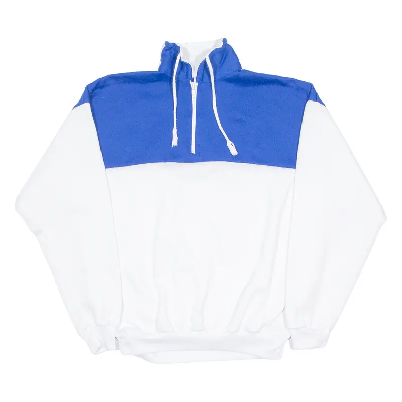 B&J Mens Sweatshirt White 1/4 Zip 90S M 1