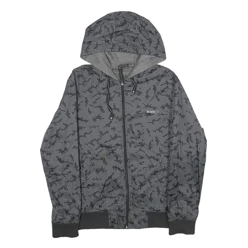 Black Box Mens Grey & Black Camouflage Hoodie Jacket S Woven Zip Hooded Casual 1