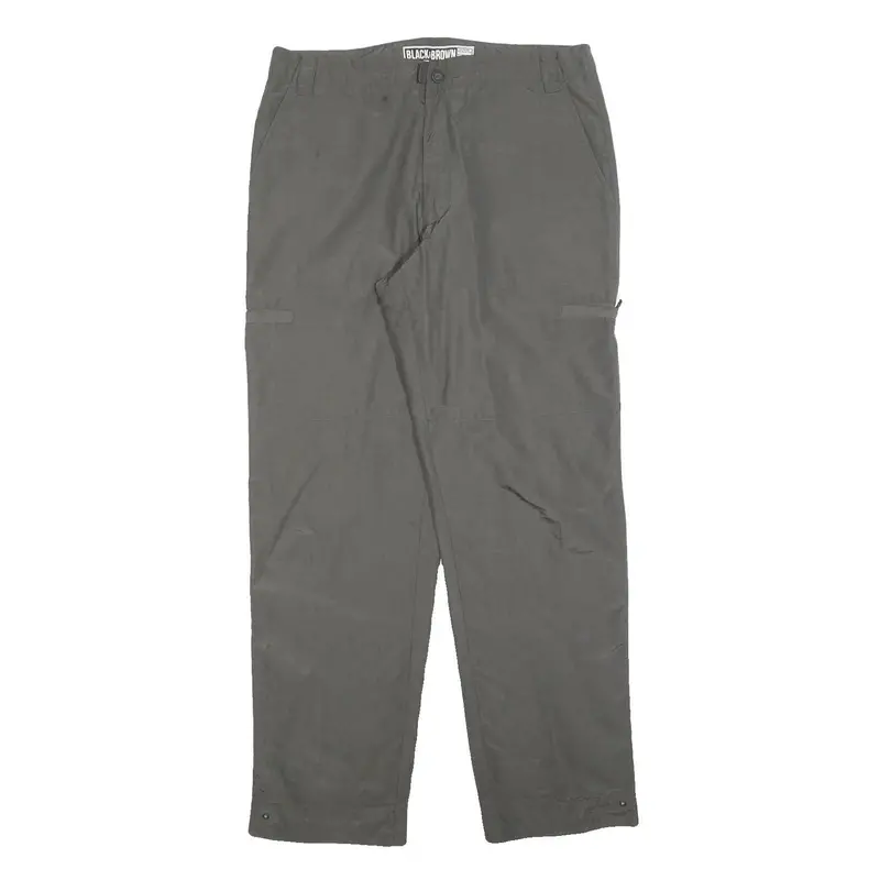 Black & Brown Mens Polyester Blend Grey Regular Fit Straight Leg Trousers W34 1