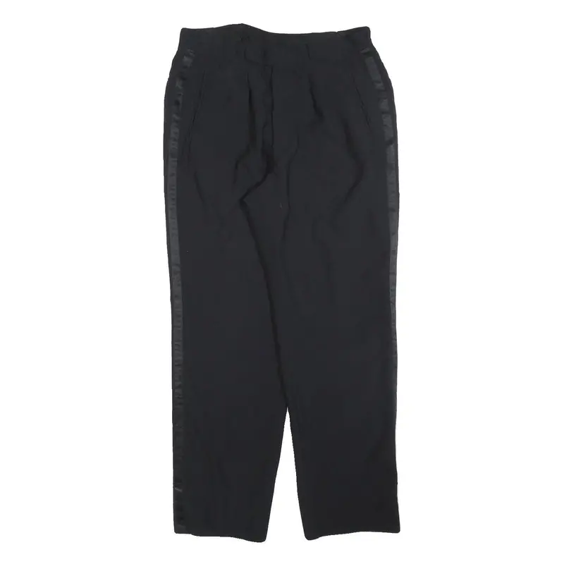 Black Mens Relaxed Trousers W32 L30 Zip Side Stripe Casual Everyday 1