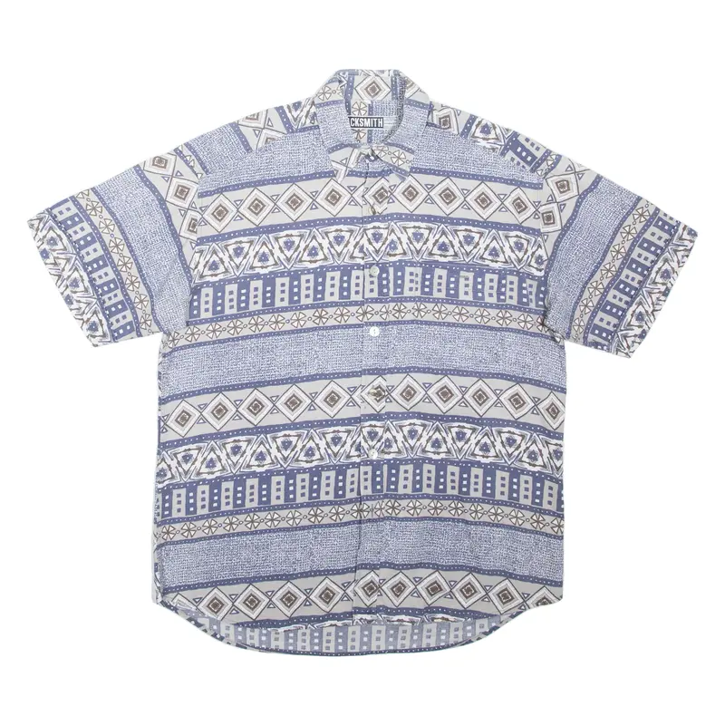 Blacksmith Mens Shirt Blue Crazy Pattern L 1