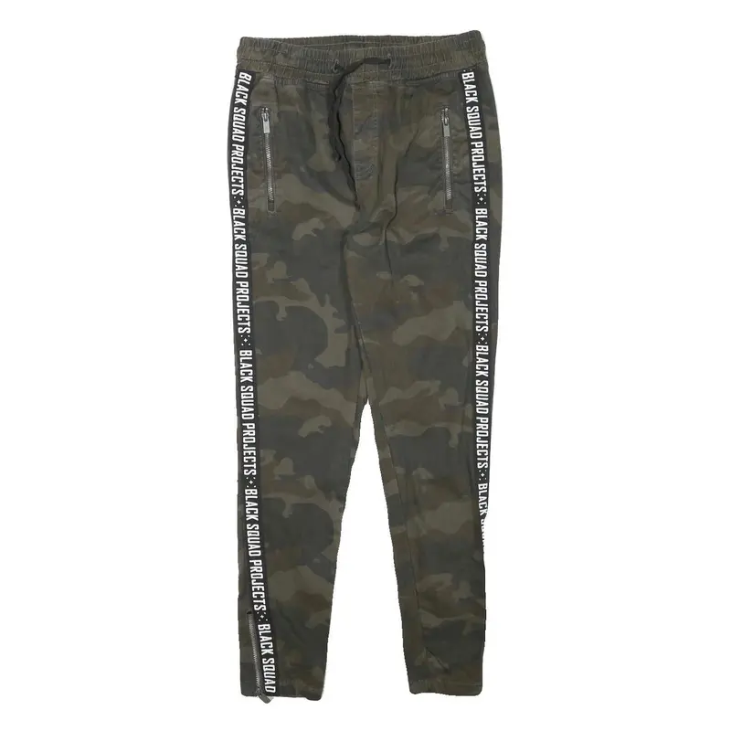 Blacksquad Womens Cotton Blend Slim Camouflage Trousers W28 L28 Drawstring 1