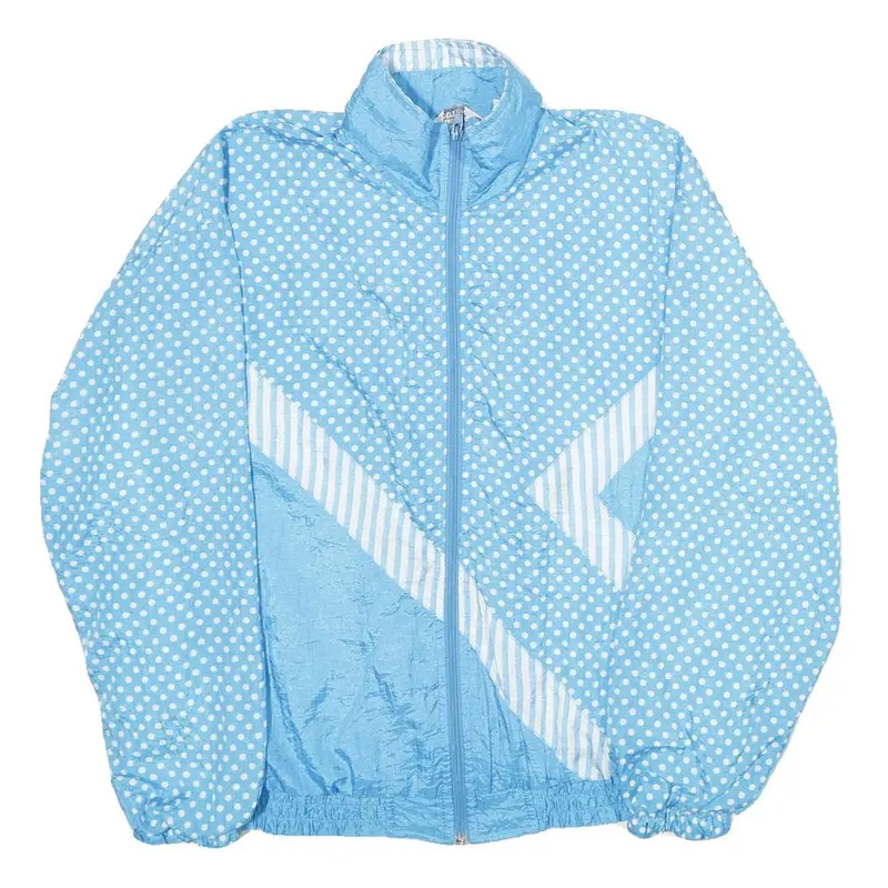 Blair Boutique Womens Blue & White Polka Dot Zip Jacket M Nylon Lightweight 1