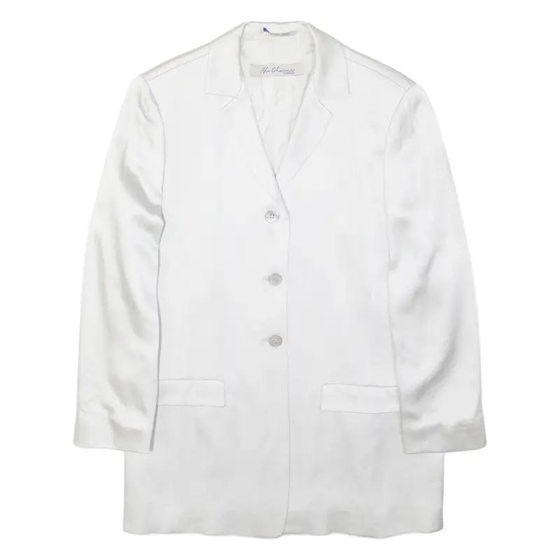 Blu Charme Womens Blazer Jacket White Satin Viscose Uk 10 1
