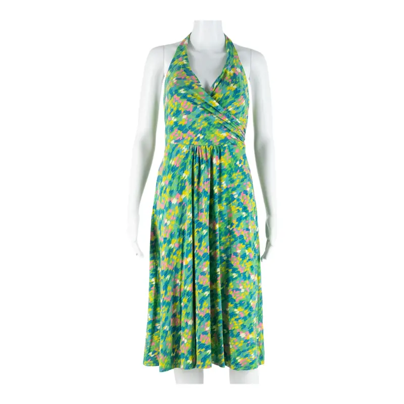 Boden Womens Day Dress Green Viscose Crazy Pattern Sleeveless Knee Length Uk 12 1