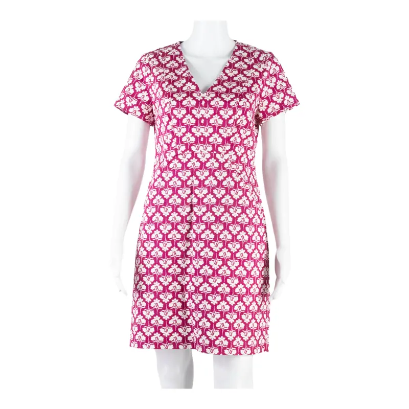 Boden Womens Day Dress Pink Floral Short Sleeve Knee Length Uk 10 1