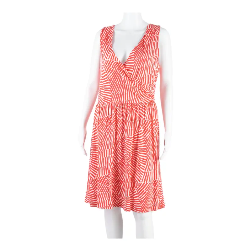 Boden Womens Fit & Flare Dress Red Crazy Pattern Sleeveless Midi Uk 14 1
