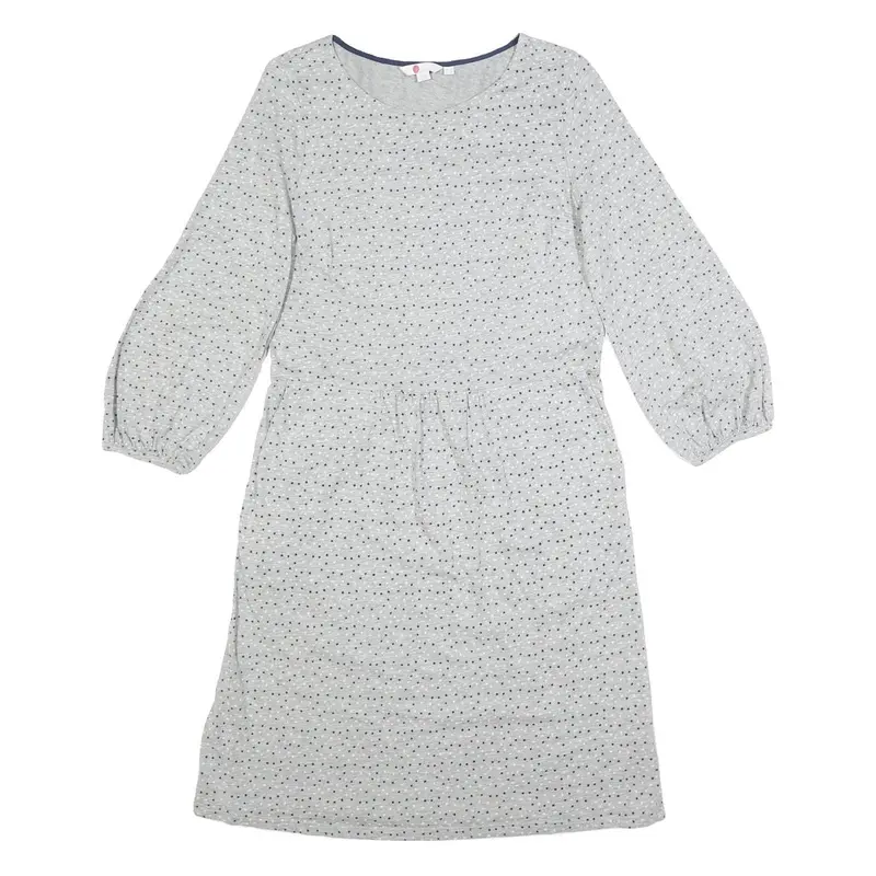 Boden Womens Grey Cotton Day Dress Polka Dot Long Sleeve Uk 10 Casual 1