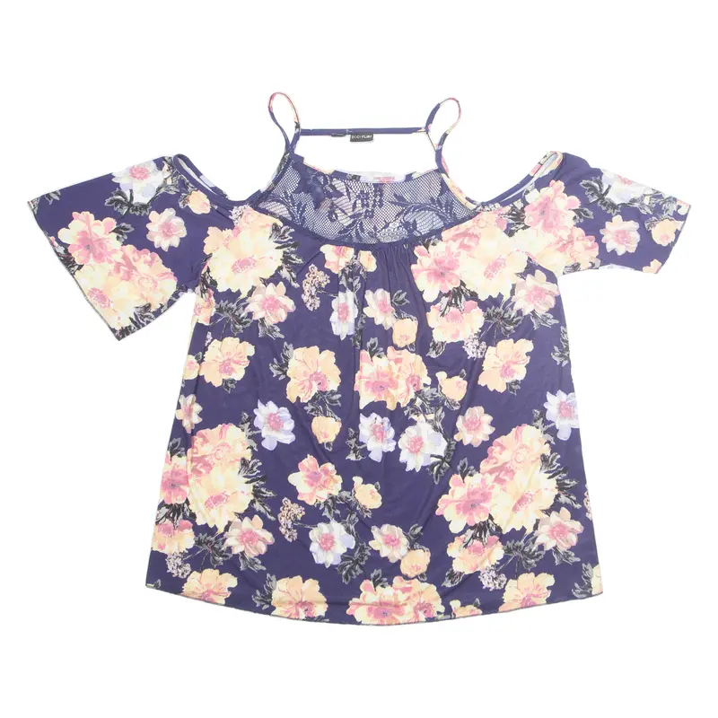 Bodyflirt Womens Milkmaid Blouse Purple Off Shoulder Floral M 1