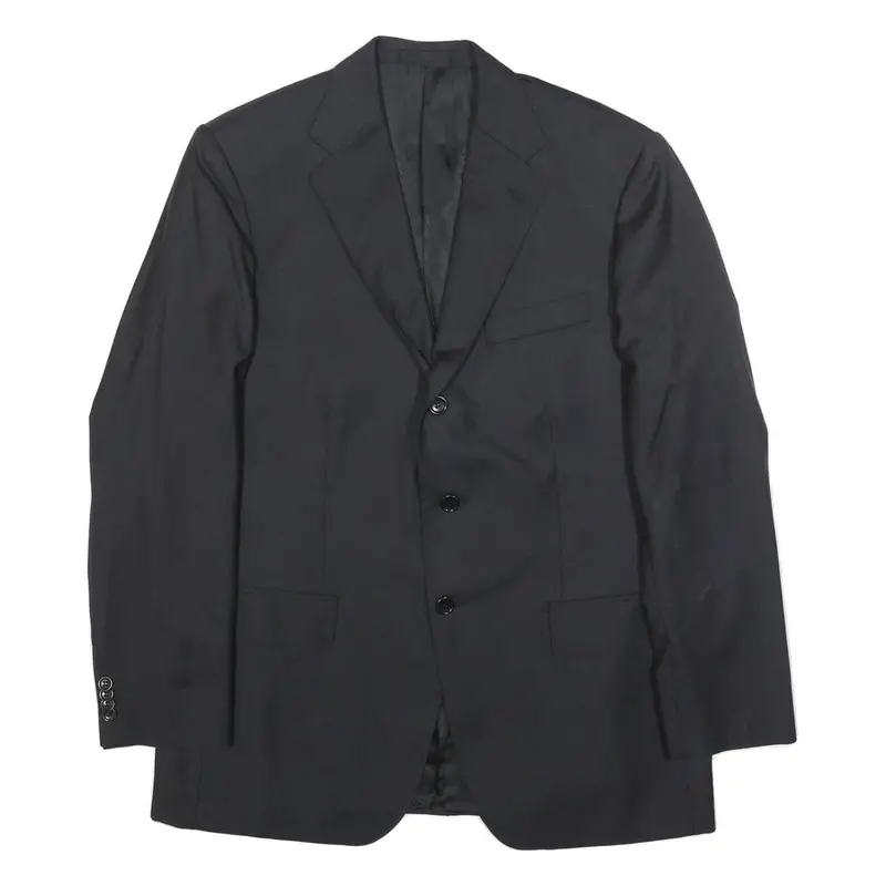 Boggi Mens Black Wool Classic Fit Jacket M Button Plain Tailored 1