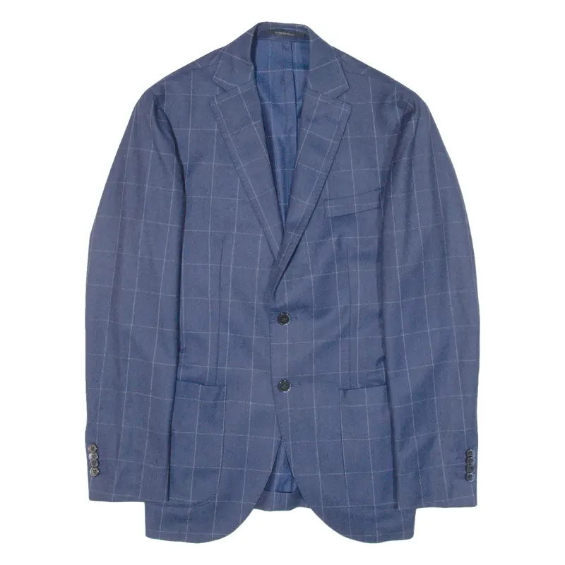 Boggi Mens Blazer Jacket Blue Knit Wool Check Xs 1
