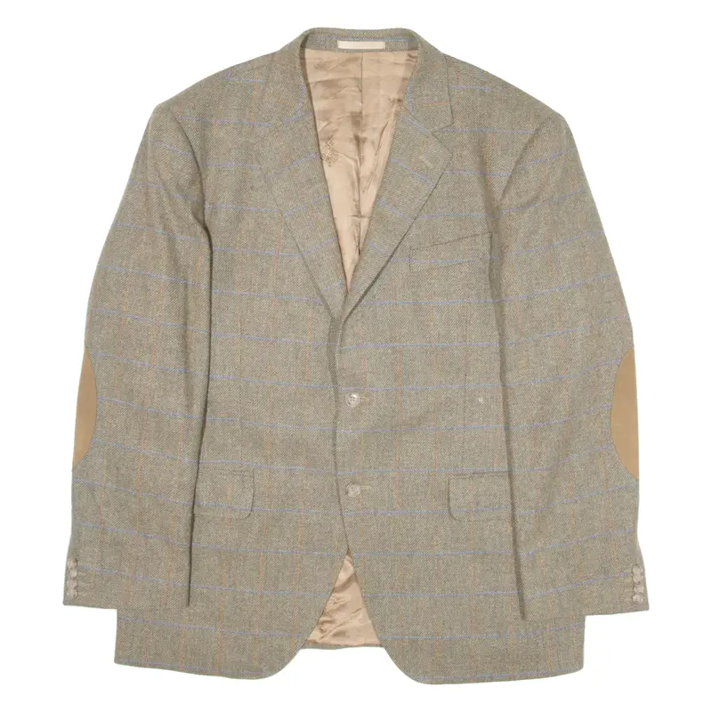 Boggi Mens Blazer Jacket Green Knit Cashmere Check Xl 1