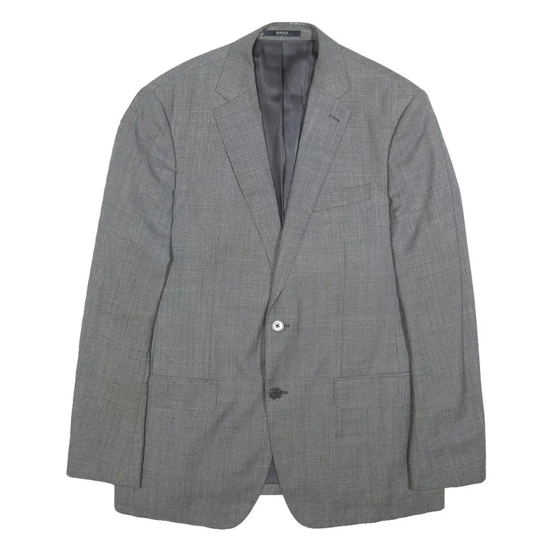 Boggi Mens Grey Wool Button Jacket L Woven Classic Blazer Formal 1