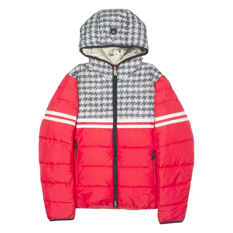 Bogner Fire+Ice Womens Puffer Jacket Red Hooded Colourblock Uk 14 1