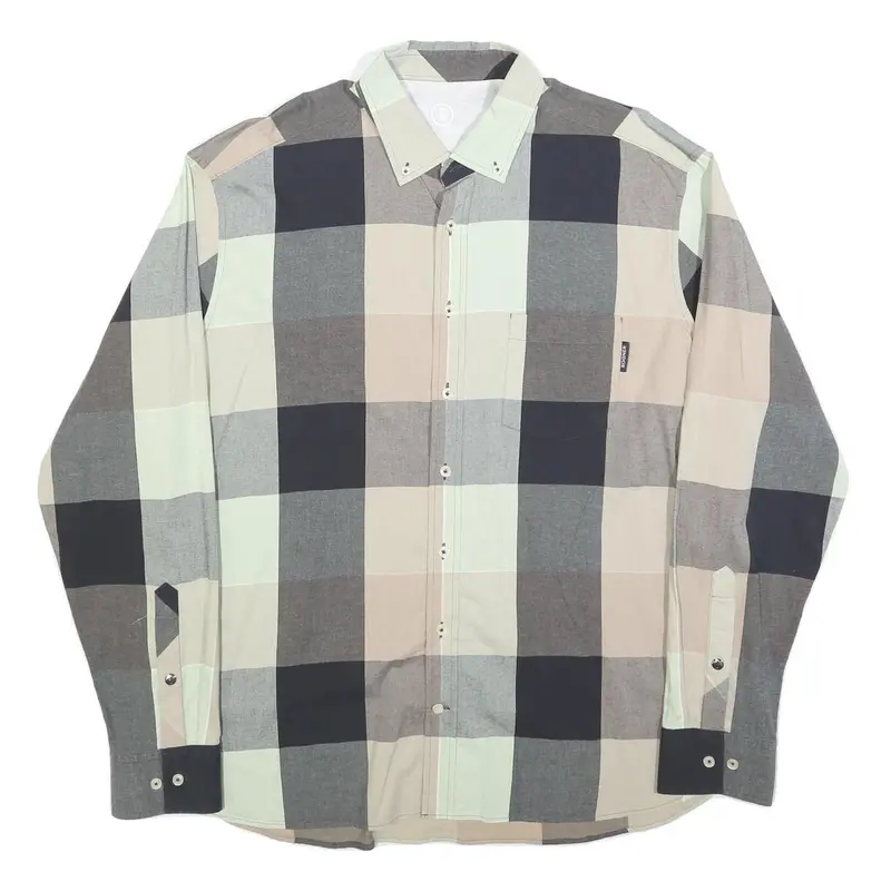 Bogner Mens Beige & Grey Check Shirt Xl Stylish Cotton Blend Long Sleeve 1