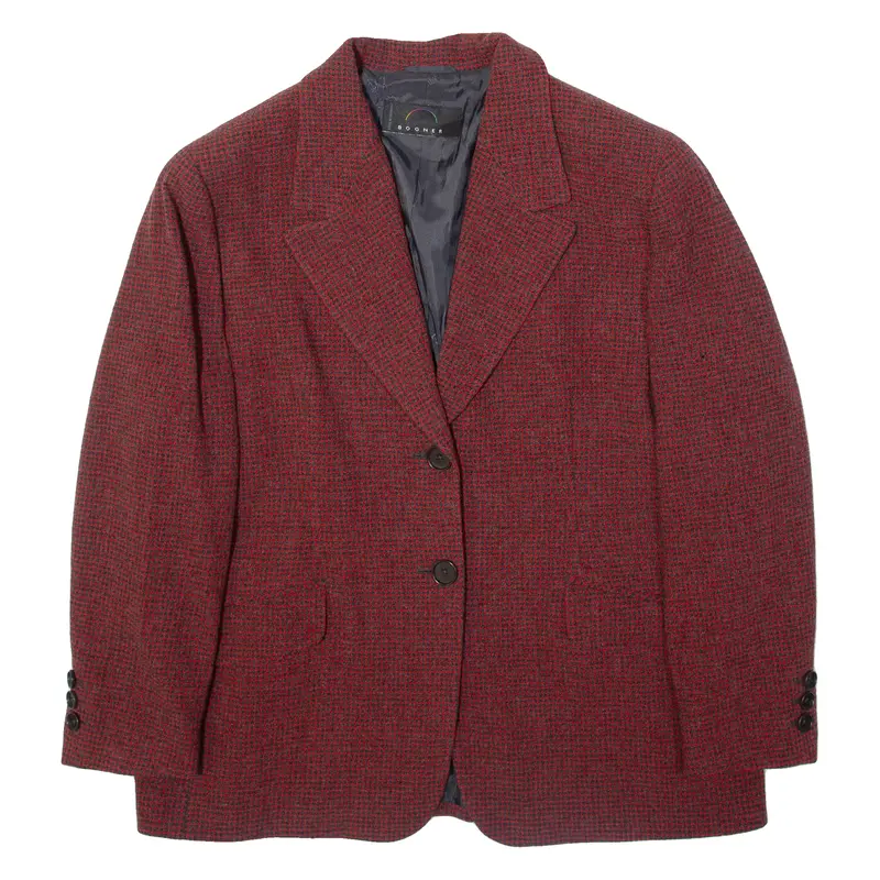 Bogner Womens Blazer Jacket Red Wool Check L 1